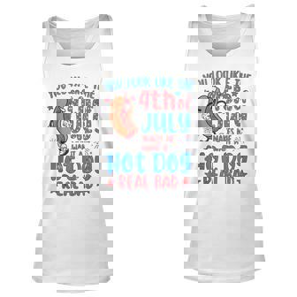 You Look Like 4Th Of July Makes Me Want A Hot Dog Real Bad V8 Unisex Tank Top - Seseable