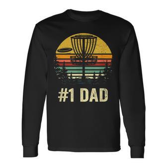 1 Dad Disc Golf Number One Father Frisbee Golfing Disk Long Sleeve T-Shirt - Seseable