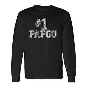 1 Papou Number One Sports Fathers Day Long Sleeve T-Shirt T-Shirt | Mazezy