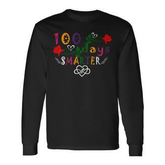100 Days Smarter Shirt Happy 100Th Day Of School Long Sleeve T-Shirt - Monsterry