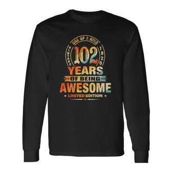 102Nd Birthday 102 Years Of Being Awesome Vintage 1920 Birthday Long Sleeve T-Shirt T-Shirt | Mazezy