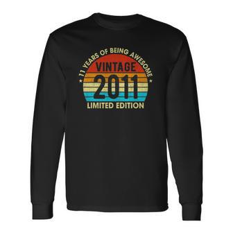 11 Years Old Vintage 2011 Limitededition Retro 11Th Birthday Long Sleeve T-Shirt | Mazezy