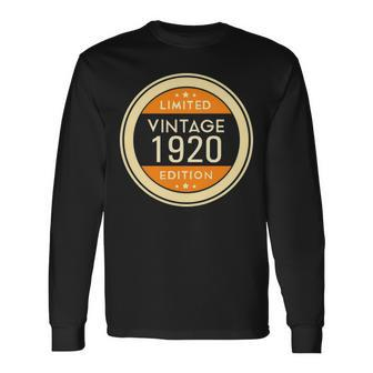 1920 Birthday 1920 Vintage Limited Edition Long Sleeve T-Shirt - Seseable