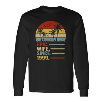 22Nd Wedding Anniversary For Her Retro Epic Wife Since 1999 Married Couples Long Sleeve T-Shirt T-Shirt | Mazezy