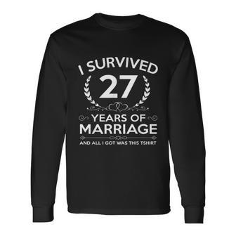 27Th Wedding Anniversary Couples Husband Wife 27 Years Long Sleeve T-Shirt - Monsterry AU