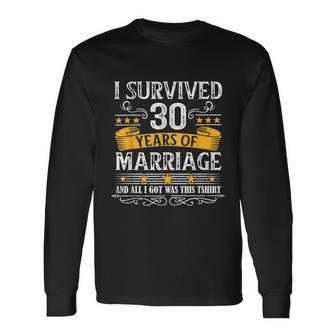 30Th Wedding Anniversary Couples Husband Wife 30 Years Long Sleeve T-Shirt - Monsterry CA