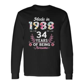 34 Years Old 34Th Birthday Born In 1988 Girls Long Sleeve T-Shirt | Mazezy
