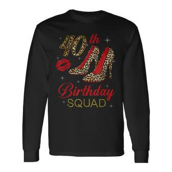 40Th Birthday Squad Stepping Into 40 Leopard Shoes Long Sleeve T-Shirt - Seseable