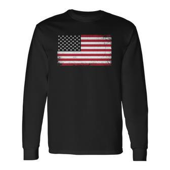 4Th Of July American Flag Vintage Usa Patriotic Long Sleeve T-Shirt T-Shirt | Mazezy