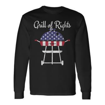 4Th Of July For Dad Men Grandpa Grilling Grill Long Sleeve T-Shirt - Seseable