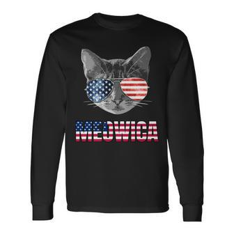 4Th Of July Patriotic For Cat Lovers Meowica Long Sleeve T-Shirt - Seseable