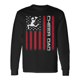 4Th Of July Us Flag Cheer Dad For Fathers Cheer Long Sleeve T-Shirt - Seseable