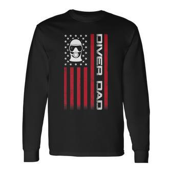 4Th Of July Us Flag Diver Dad For Fathers Day Long Sleeve T-Shirt - Seseable