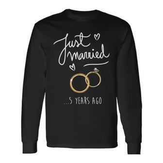 5Th Wedding Anniversary Just Married 5 Years Ago V2 Long Sleeve T-Shirt - Seseable
