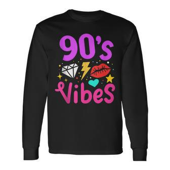 90S Vibes 90S Music Party Birthday Lover Retro Vintage Long Sleeve T-Shirt - Seseable