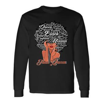 African American Women June Queen Birthday Gemini Cancer Long Sleeve T-Shirt - Seseable