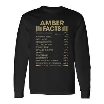 Amber Name Amber Facts Long Sleeve T-Shirt - Seseable