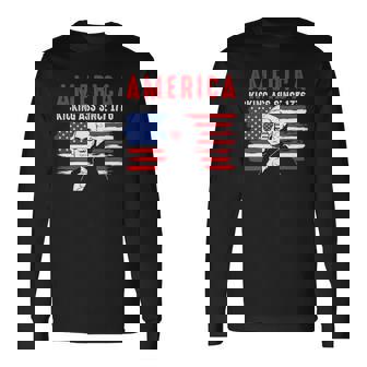 America Kicking Ass Since 1776 George Washington Long Sleeve T-Shirt - Thegiftio