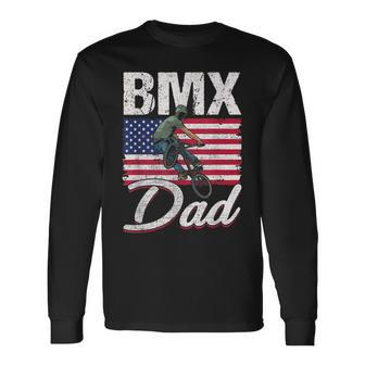 American Flag Bmx Dad Fathers Day 4Th Of July Long Sleeve T-Shirt - Seseable