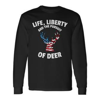 American Flag Deer 4Th Of July The Pursuit Of Deer Long Sleeve T-Shirt - Seseable