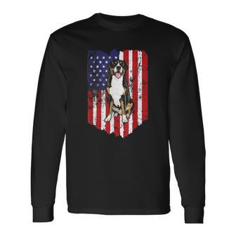 American Flag Greater Swiss Mountain Dog 4Th Of July Usa Long Sleeve T-Shirt T-Shirt | Mazezy