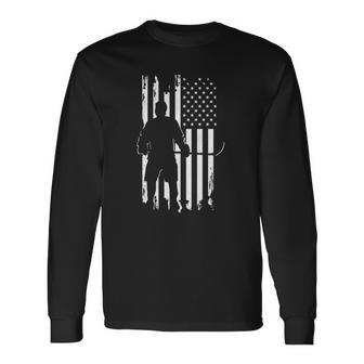 American Flag Hockey Apparel Hockey Long Sleeve T-Shirt T-Shirt | Mazezy