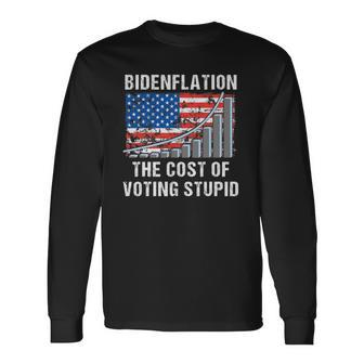 American Flag With Inflation Graph Biden Flation Long Sleeve T-Shirt T-Shirt | Mazezy