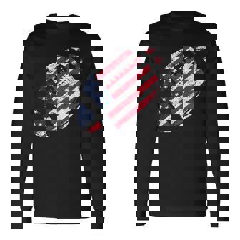 American Football 4Th July American Flag Patriotic Long Sleeve T-Shirt - Seseable