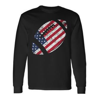 American Football 4Th July American Flag Patriotic Long Sleeve T-Shirt - Seseable