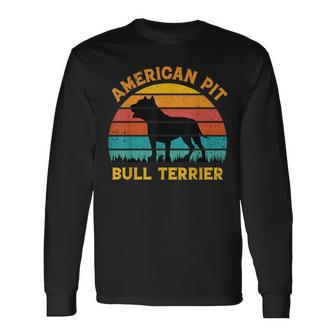 American Pit Bull Terrier Dog Lovers Sunset For Dad Mom Dad Long Sleeve T-Shirt - Thegiftio UK