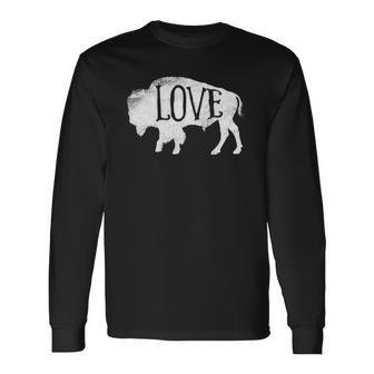 American Vintage Buffalo Silhouette Love Bison Tee Long Sleeve T-Shirt T-Shirt | Mazezy