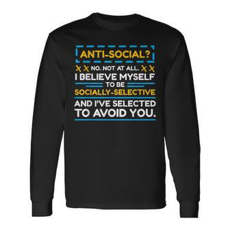 Anti Social Personality Sarcastic Introvert Long Sleeve T-Shirt - Thegiftio UK