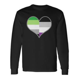 Asexual Aromantic Pride Flag Heart Nonsexual Equality Month Long Sleeve T-Shirt T-Shirt | Mazezy