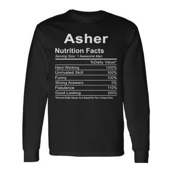 Asher Name Asher Nutrition Facts Long Sleeve T-Shirt - Seseable