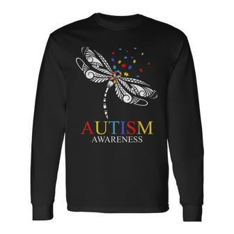Autism Dragonfly Autism Awareness Kid Puzzle Long Sleeve T-Shirt - Seseable