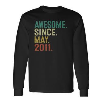Awesome Since May 2011 Vintage 11Th Birthday 11 Years Old Long Sleeve T-Shirt | Mazezy