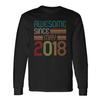 Awesome Since May 2018 4Th Birthday 4 Years Old Vintage Long Sleeve T-Shirt | Mazezy
