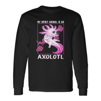 Axolotl Is My Spirit Animal Cherry Blossom Girls Boys Long Sleeve T-Shirt T-Shirt | Mazezy DE