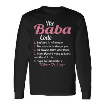 Baba Grandma The Baba Code Long Sleeve T-Shirt - Seseable
