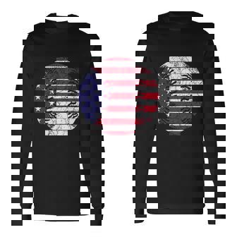 Baseball American Flag USA 4Th Of July Independence Day Long Sleeve T-Shirt - Monsterry