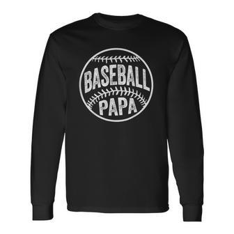 Baseball Papa Coach Fathers Day Long Sleeve T-Shirt T-Shirt | Mazezy