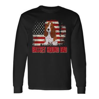 Basset Hound Dad American Flag 4Th Of July Dog Lovers Long Sleeve T-Shirt - Seseable
