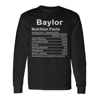 Baylor Name Baylor Nutrition Facts Long Sleeve T-Shirt - Seseable