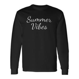 Casual Beach Summer Vibes Lettering Colorful Short Sleeve Long Sleeve T-Shirt T-Shirt | Mazezy