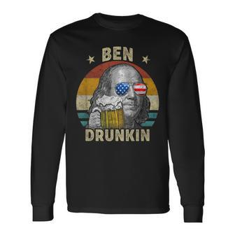 Ben Drankin Drunking 4Th Of July Beer Men Woman V2 Long Sleeve T-Shirt - Seseable