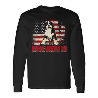 Bernese Mountain Dad American Flag 4Th Of July Dog Lovers V2 Long Sleeve T-Shirt - Seseable