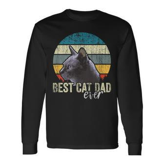 Best Cat Dad Ever Vintage Cat Daddy Father Long Sleeve T-Shirt - Monsterry