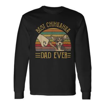 Best Chihuahua Dad Ever Retro Vintage Sunset Long Sleeve T-Shirt - Monsterry UK