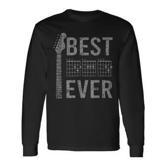 Best Dad Ever Chord Guitar Guitarist Fathers Day Musician Long Sleeve T-Shirt - Monsterry