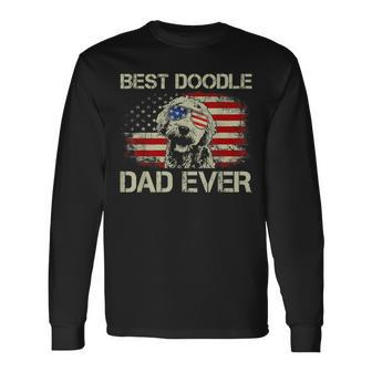 Best Doodle Dad Ever Goldendoodle 4Th Of July Long Sleeve T-Shirt - Seseable